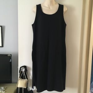ST JOHN Black Wool Blend Ponte Sleeveless Midi Dresss 14 XL